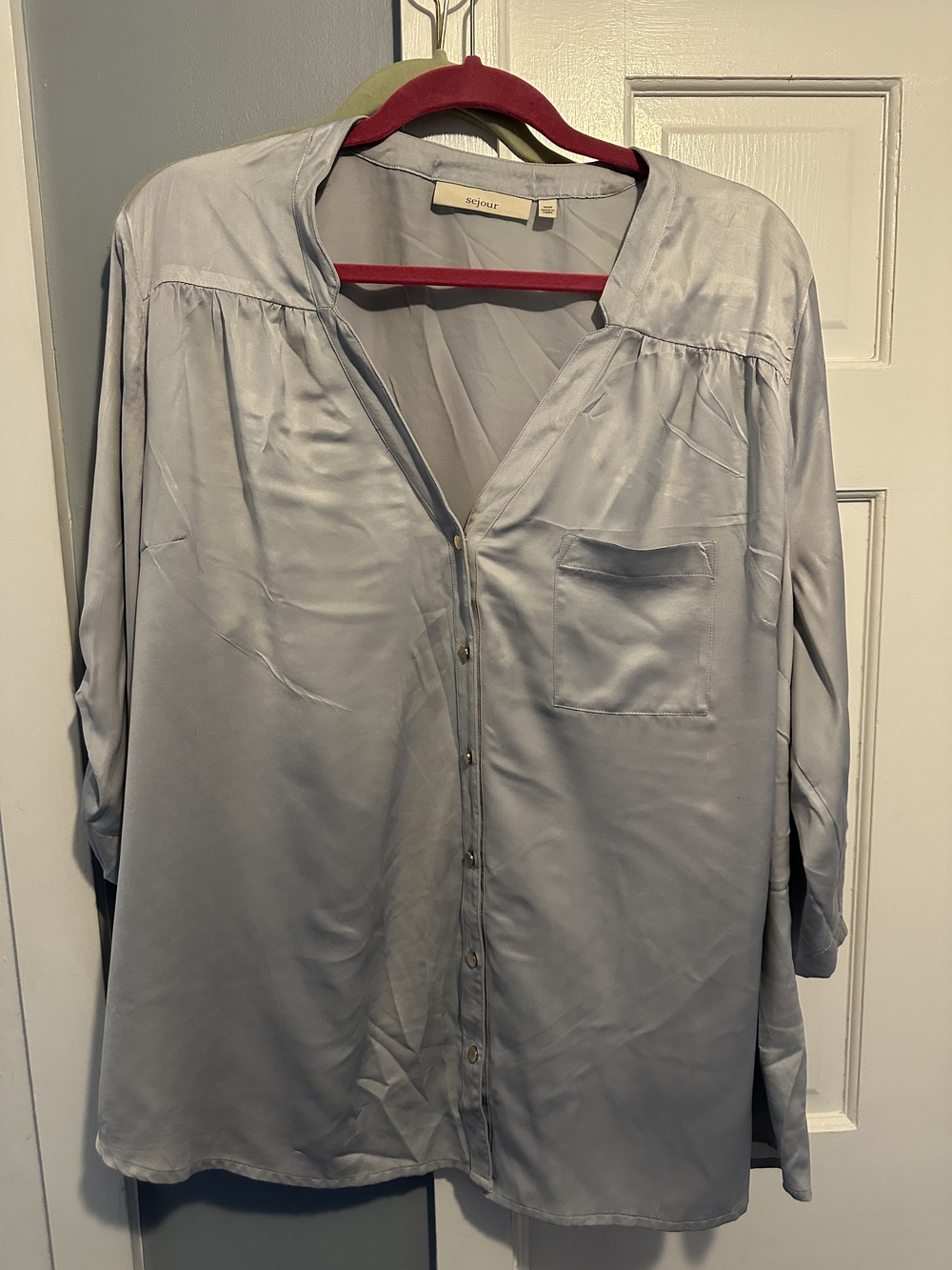 Sejour Gray Satin Blouse
